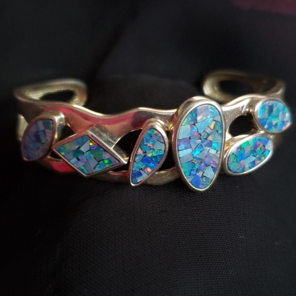 Silver mosaic cuff bracelet